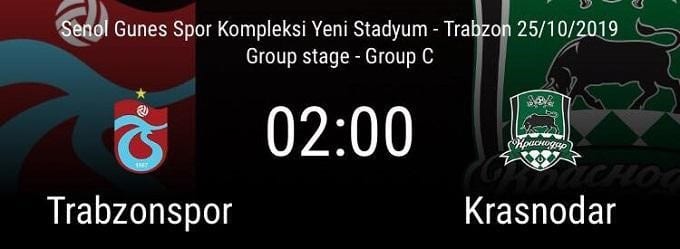 Soi kèo Trabzonspor vs Krasnodar, 25/10/2019 – UEFA Europa League